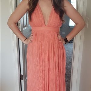 Coral textured maxi dress. WORN ONCE